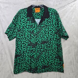 Lazy Oaf x The Flintstones Dino Leopard Bowling Shirt Womens Large